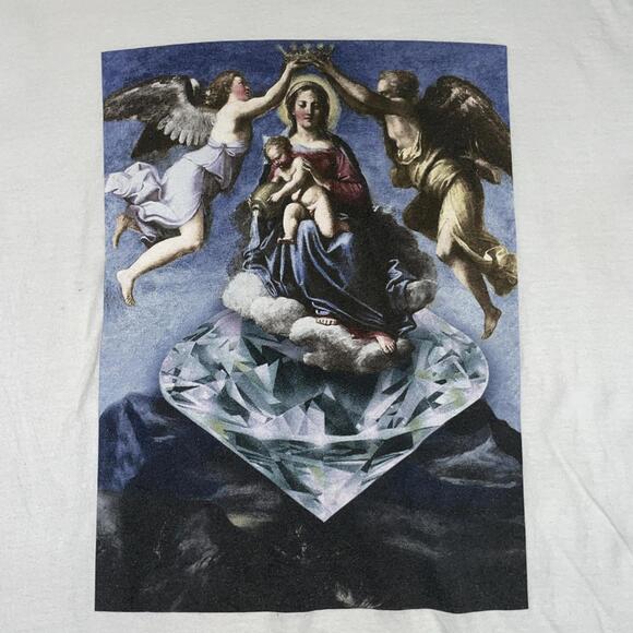 Diamond Supply Co. Virgin Mary Graphic White Crewneck Men’s Street T-Shirt Sz L - Picture 2 of 8